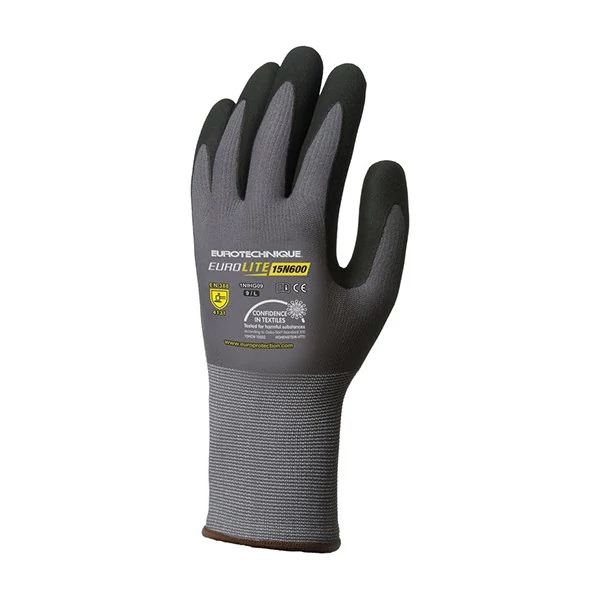 Kesztyű mártott COVERGUARD Eurolite mikrohabosított nitril szürke/fekete 7-es 2 darab/pár