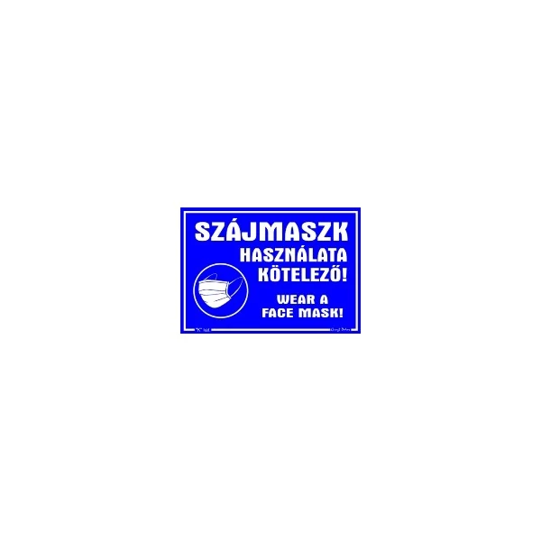 Matrica Szájmaszk használata kötelező kék  16,5 x 11,5 cm 