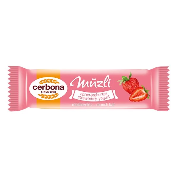 Müzliszelet CERBONA eper ízű joghurtos bevonóval 20 g