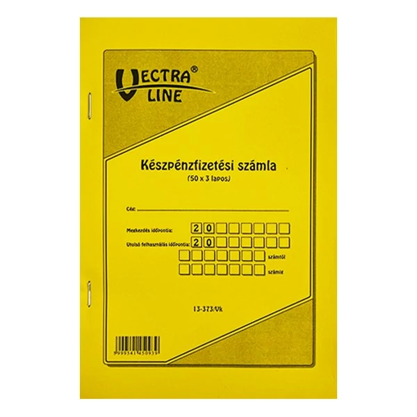 Nyomtatvány készpénzfizetési számlatömb VECTRALINE 50x3 álló 1 áfás