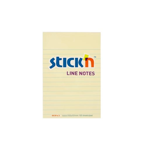 Öntapadós jegyzettömb STICK`N 150x101mm vonalazott sárga 100 lap