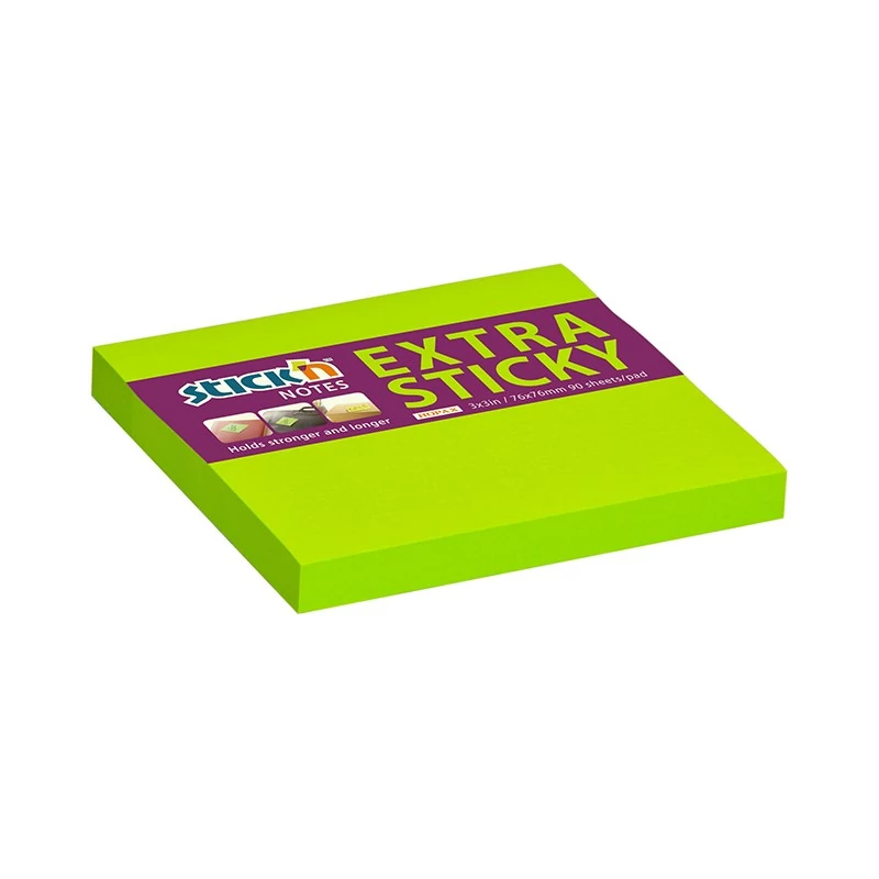 Öntapadós jegyzettömb STICK`N extra erős 76x76mm neon zöld 90 lap