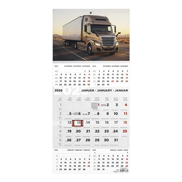 Speditőr naptár TOPTIMER T076 1 tömbös 5 havi Kamion 2026.