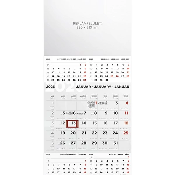 Speditőr naptár TOPTIMER T076 1 tömbös 5 havi üres fejrész 2026.