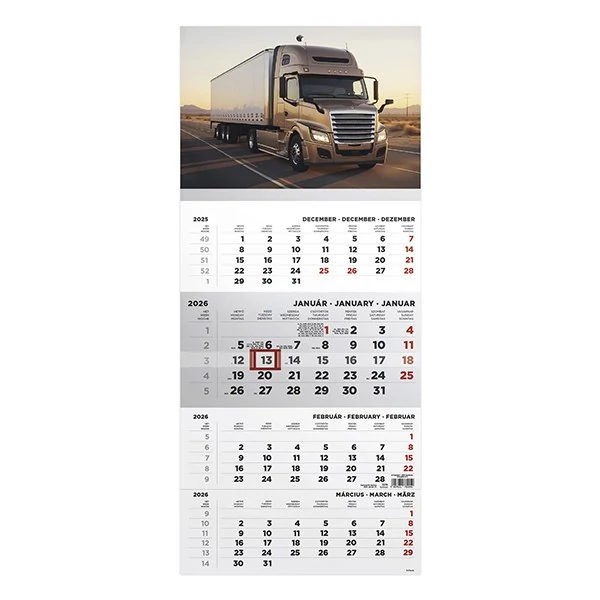 Speditőr naptár TOPTIMER T079 1 tömbös 4 havi Kamion 2026.