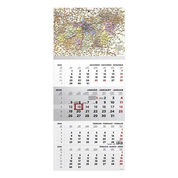 Speditőr naptár TOPTIMER T079 1 tömbös 4 havi Magyarország 2026.