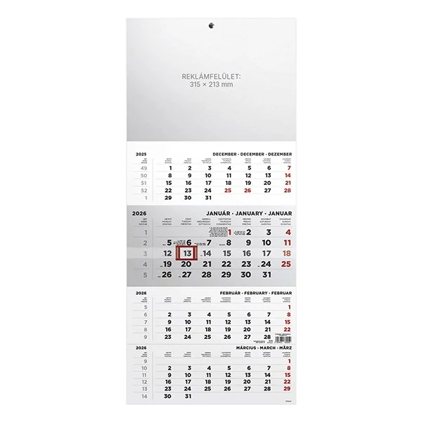 Speditőr naptár TOPTIMER T079 1 tömbös 4 havi üres fejrész 2026.