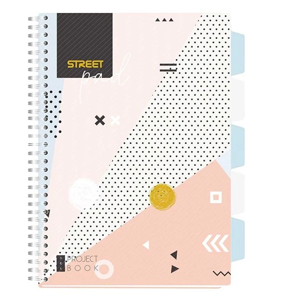 Spirálfüzet kockás STREET Pad A/4 100 lapos regiszteres színes mintás