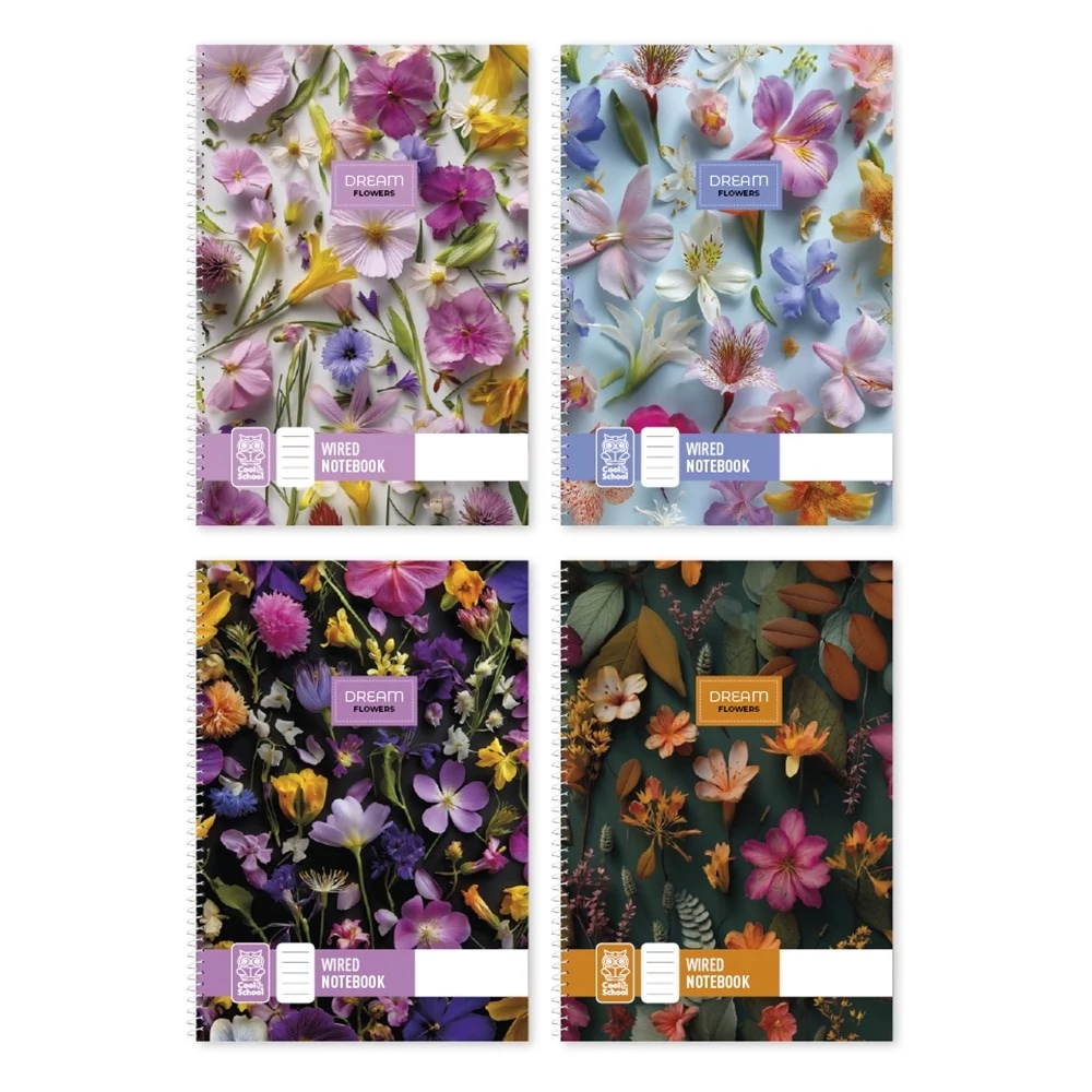 Spirálfüzet kockás Dream Flowers A/5 70 lapos vegyes minták
