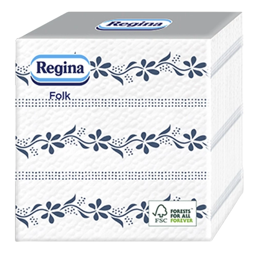 Szalvéta REGINA Folk Kékfestő 1 rétegű 33x33 cm 1/4 hajtogatott 45 lapos kék virág