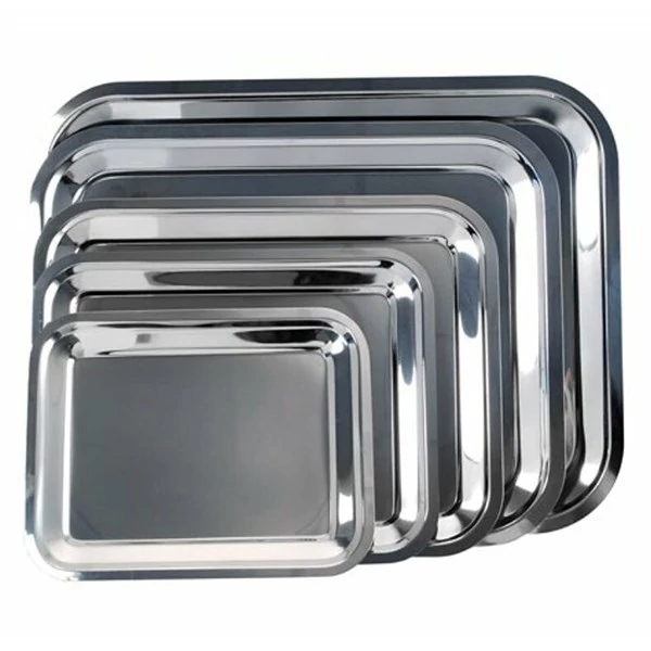 Tálca szögletes rozsdamentes acél krómozott 40 x 32,5 cm