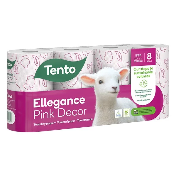 Toalettpapír TENTO Family pink dekor mintás 8 tekercses 3 rétegű