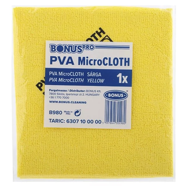 Törlőkendő mikroszálas BONUS pro PVA microloth Bioactive 39x36cm sárga