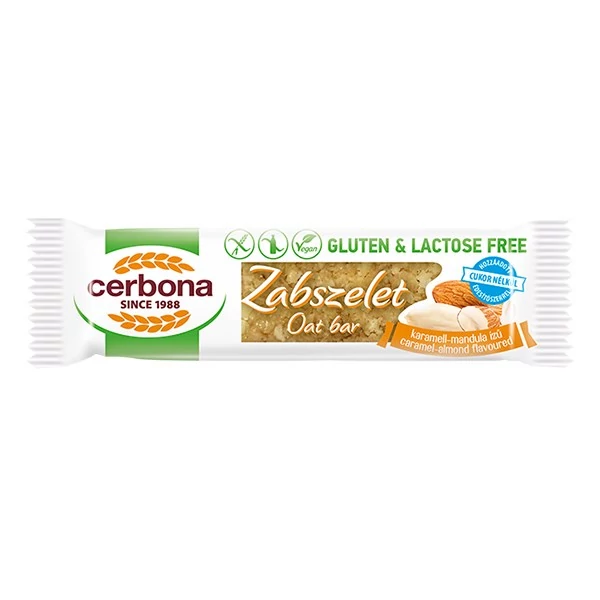 Zabszelet CERBONA étcsokoládés karamellás és mandulás gluténmentes 40 g
