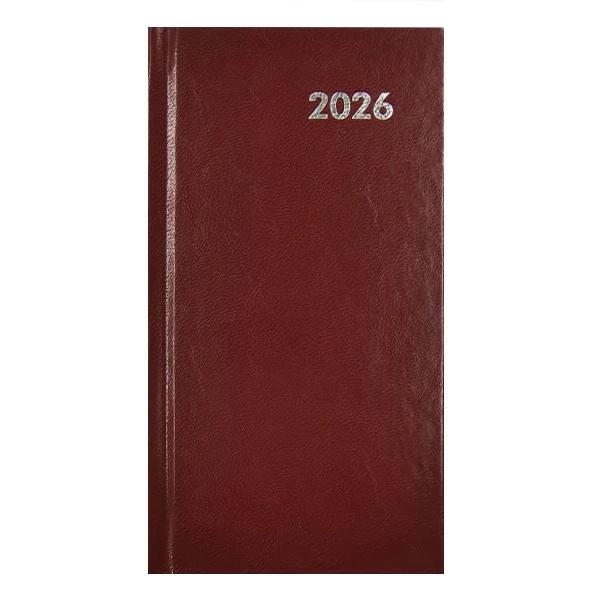 Zsebnaptár ALISCA fekvő fehér lapos bordó 2026.