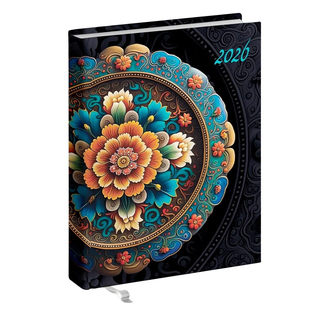 Zsebnaptár REALSYSTEM 2 Day B/6 kétnapos álló fehér lapos Mandala 2026.