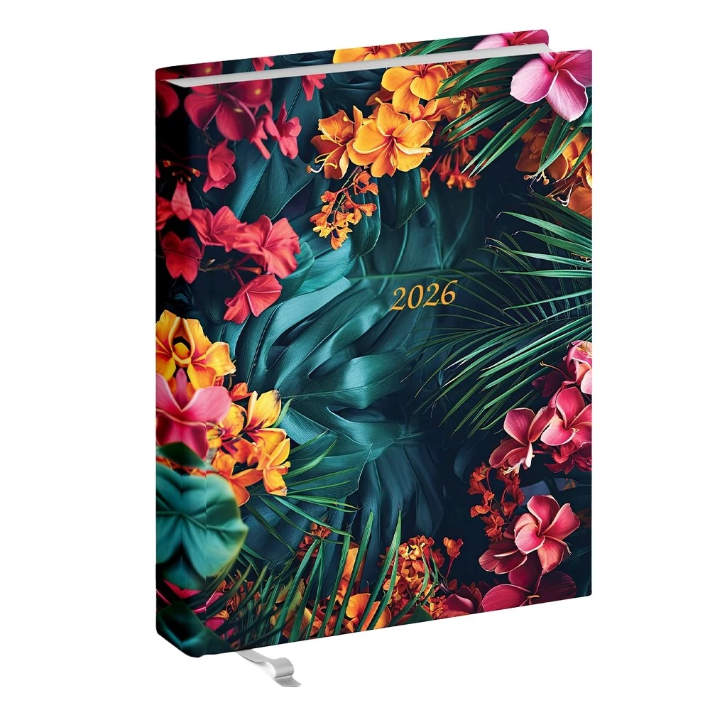 Zsebnaptár REALSYSTEM 2 Day B/6 kétnapos álló fehér lapos Tropical 2026.